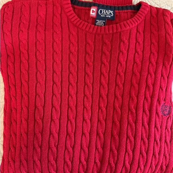 Chaps Other - Chaps Men's Vibrant Red Cable Knit Crewneck Sweater